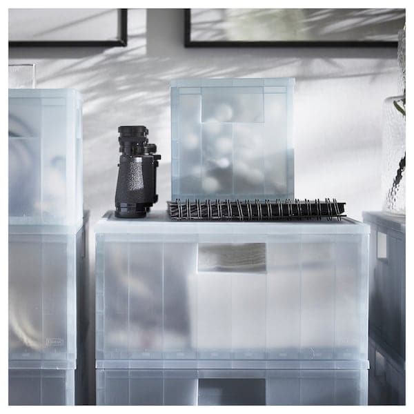 Ikea PANSARTAX - Storage box with lid, transparent grey-blue, 33x33x16.5 cm