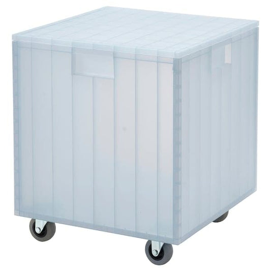 Ikea PANSARTAX - Box with castors and lid, transparent grey-blue, 33x33x40 cm