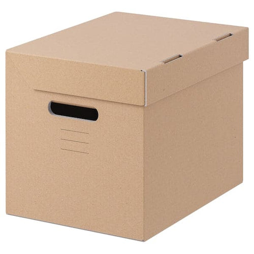 PAPPIS box with lid, brown, 25x34x26 cm