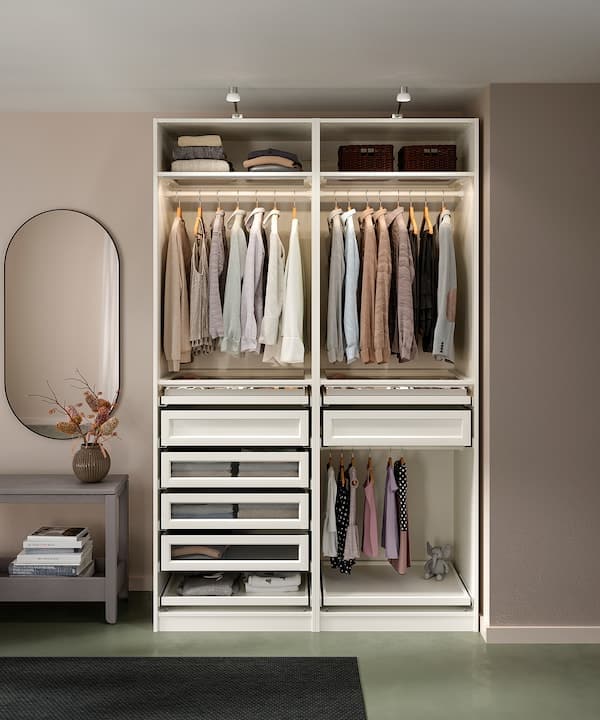 PAX - 2 wardrobe frames, white , 150x58x201 cm - Premium Armoires & Wardrobes from Ikea - Just €207.99! Shop now at Maltashopper.com