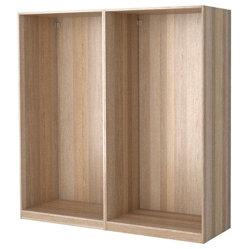 PAX - 2 wardrobe frames, white stained oak, 200x58x201 cm