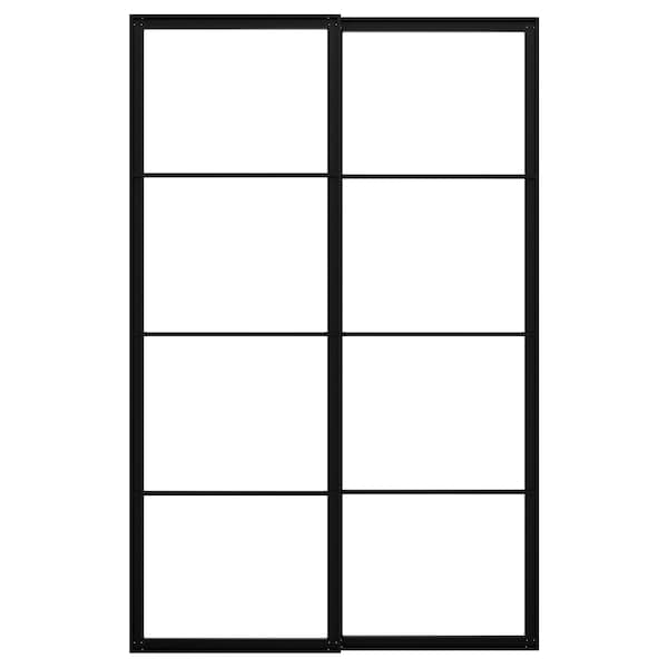 PAX - Pair of sliding door frames w rail, black, 150x236 cm - best price from Maltashopper.com 20458187