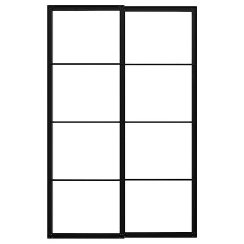 PAX - Pair of sliding door frames w rail, black, 150x236 cm