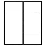 PAX pair of sliding door frames w rail, black, 200x236 cm
