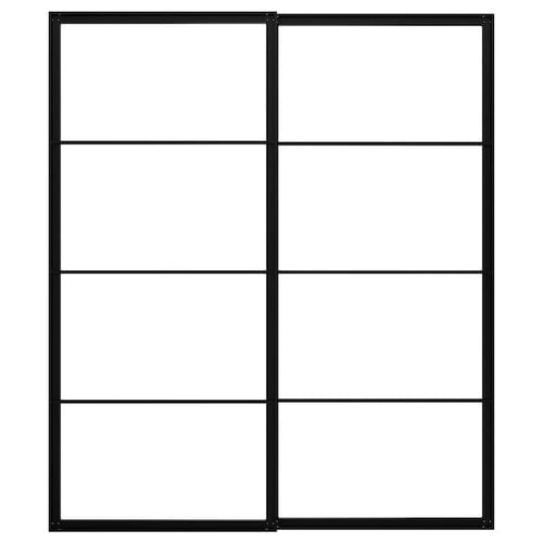 PAX - Pair of sliding door frames w rail, black, 200x236 cm