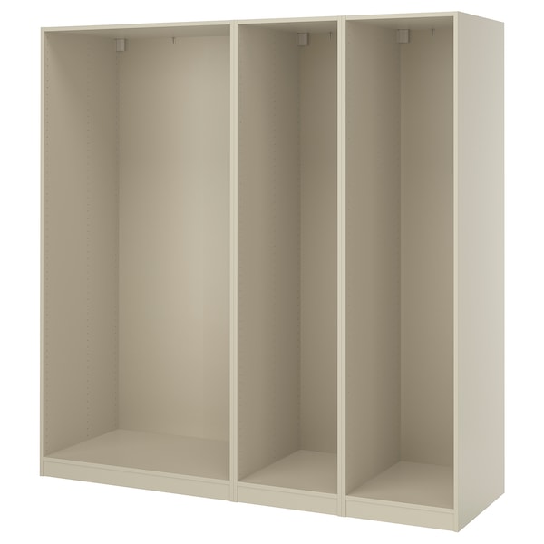 PAX - 3 wardrobe frames, grey-beige, 200x58x201 cm