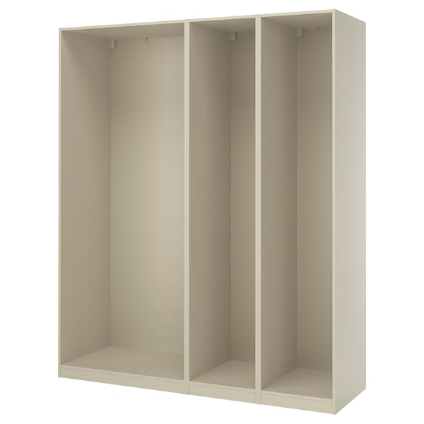 PAX - 3 wardrobe frames, grey-beige, 200x58x236 cm