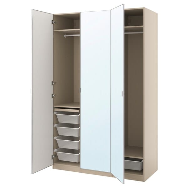 Ikea PAX / ÅHEIM - Wardrobe combination, grey-beige/mirror glass, 150x60x236 cm