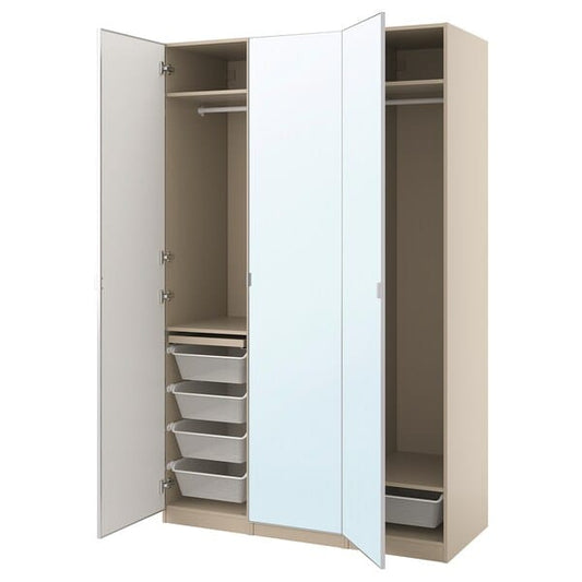 Ikea PAX / ÅHEIM - Wardrobe combination, grey-beige/mirror glass, 150x60x236 cm