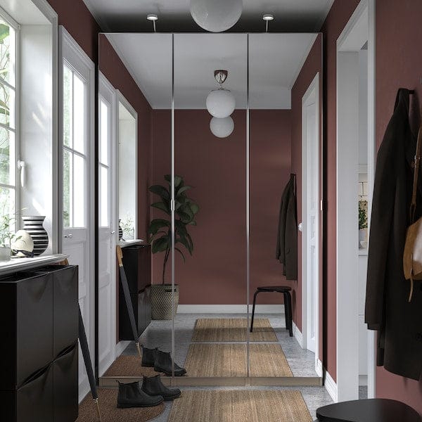 Ikea PAX / ÅHEIM - Wardrobe combination, grey-beige/mirror glass, 150x60x236 cm