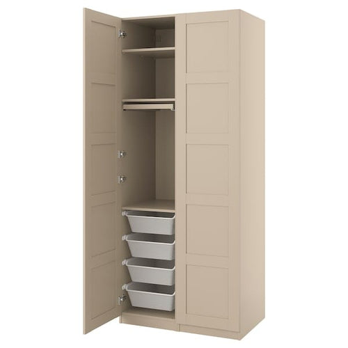 PAX / BERGSBO - PAX / BERGSBO Wardrobe combination, grey-beige/grey-beige, 100x60x236 cm