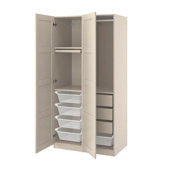 PAX / BERGSBO - Wardrobe combination, grey-beige/grey-beige, 100x60x201 cm