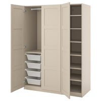PAX / BERGSBO wardrobe combination, grey-beige/grey-beige, 150x60x201 cm