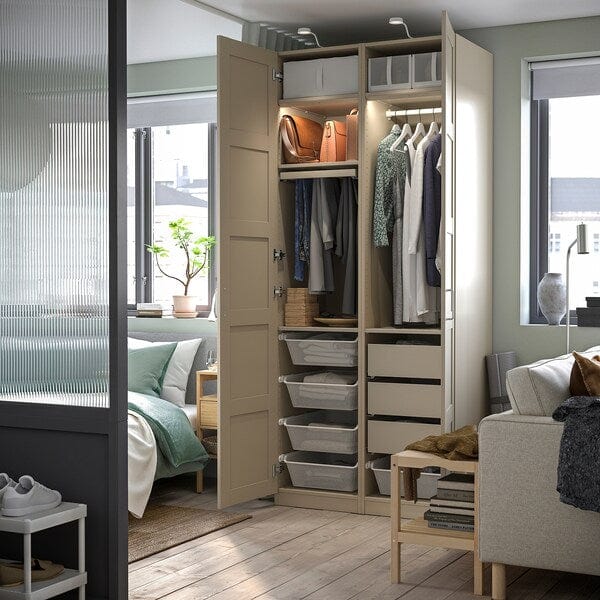 Ikea PAX / BERGSBO - Wardrobe combination, grey-beige/grey-beige, 100x60x236 cm