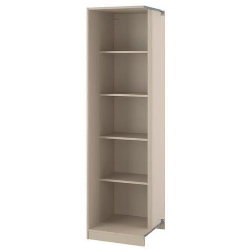 PAX - Add-on corner unit with 4 shelves, grey-beige, 53x58x201 cm
