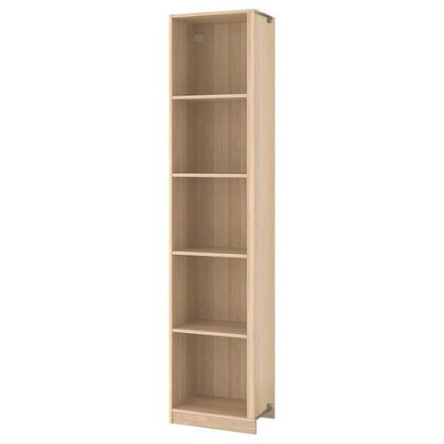 PAX - PAX Add-on corner unit with 4 shelves, white stained oak effect, 53x35x236 cm