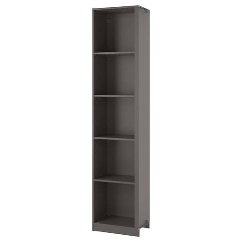 PAX - Add-on corner unit with 4 shelves, dark grey, 53x35x236 cm