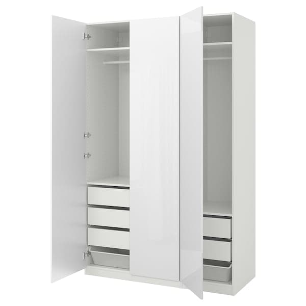 PAX / FARDAL - Wardrobe, white/high-gloss/white , 150x60x236 cm - Premium Armoires & Wardrobes from Ikea - Just €799.99! Shop now at Maltashopper.com
