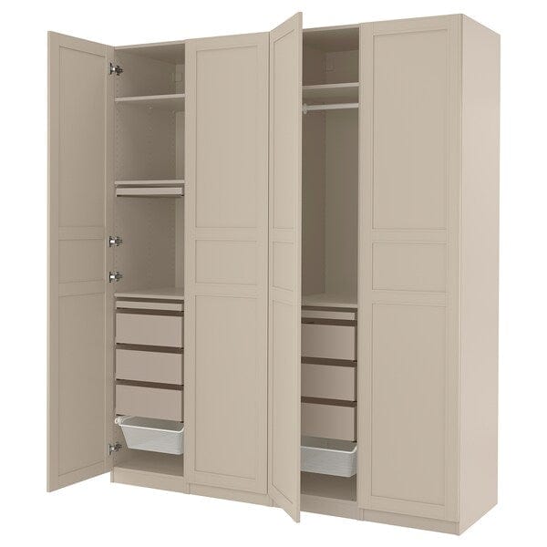 Ikea PAX / FLISBERGET - Wardrobe combination, grey-beige/light beige, 200x60x236 cm