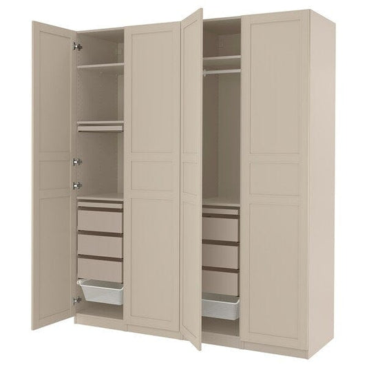 Ikea PAX / FLISBERGET - Wardrobe combination, grey-beige/light beige, 200x60x236 cm