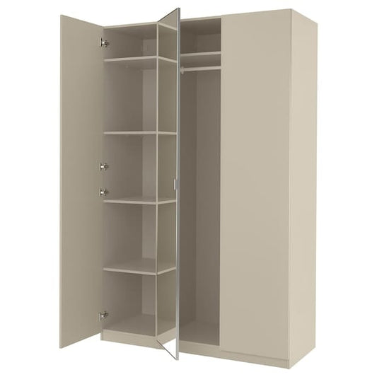 Ikea PAX / FORSAND/ÅHEIM - Wardrobe combination, grey-beige/mirror glass, 150x60x236 cm
