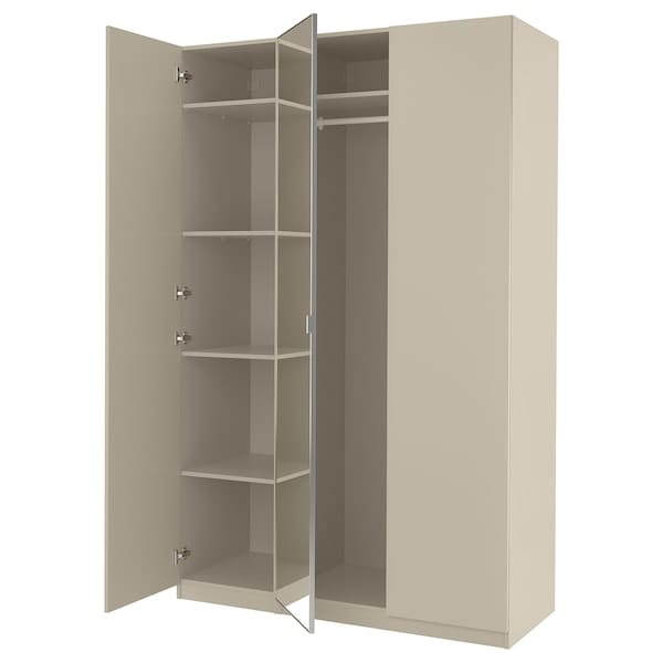 Ikea PAX / FORSAND/ÅHEIM - Wardrobe combination, grey-beige/mirror glass, 150x60x236 cm
