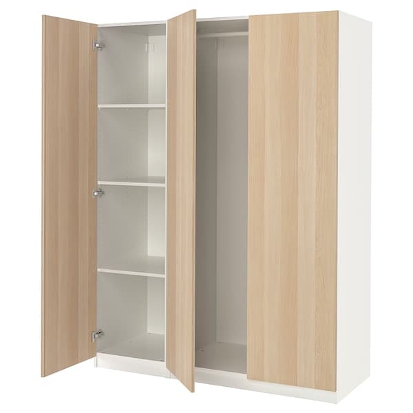 PAX / FORSAND - Wardrobe combination, white/white stained oak effect
