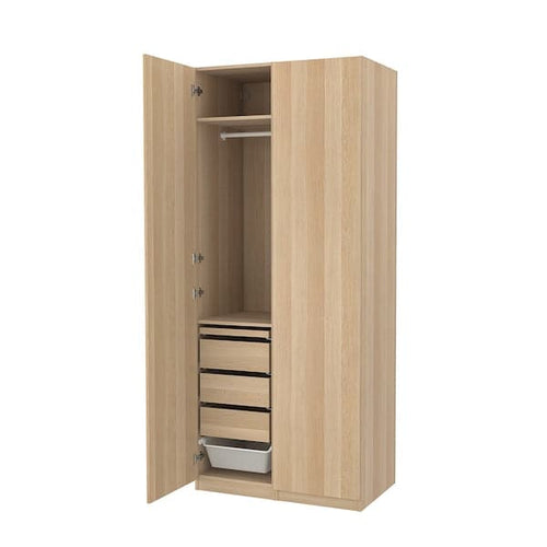 PAX / FORSAND - Wardrobe combination, white stained oak effect/white stained oak effect, 100x60x236 cm