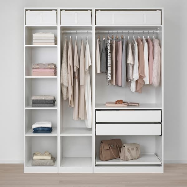 PAX / GRIMO - Wardrobe combination, white/grey - Premium Armoires & Wardrobes from Ikea - Just €929.99! Shop now at Maltashopper.com