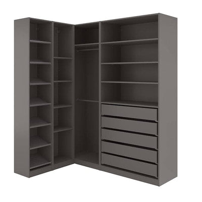 PAX - Corner wardrobe, dark grey, 160/188x236 cm - best price from Maltashopper.com 89432166