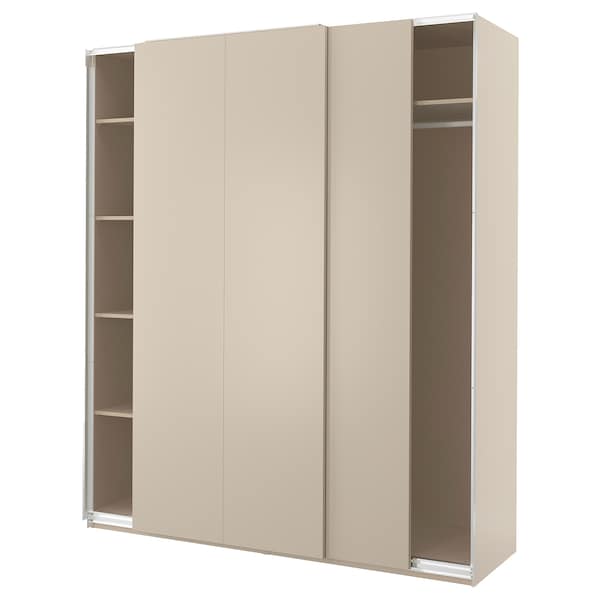 PAX / HASVIK - Wardrobe combination, grey-beige/grey-beige, 200x66x236 cm