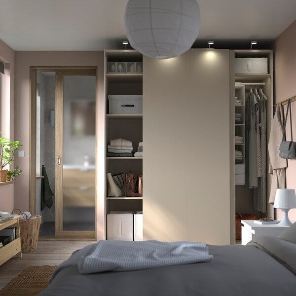 Ikea PAX / HASVIK - Wardrobe combination, grey-beige/grey-beige, 200x66x236 cm