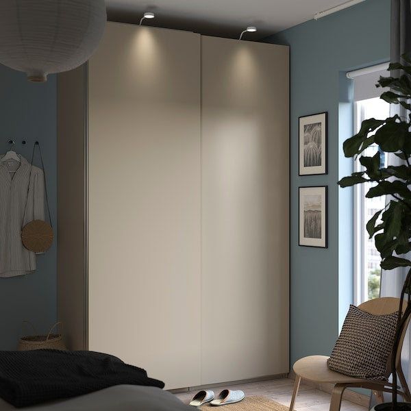 PAX / HASVIK - Wardrobe with sliding doors, grey-beige/grey-beige, 150x66x236 cm