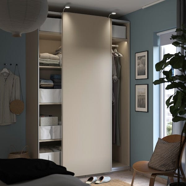 Ikea PAX / HASVIK - Wardrobe with sliding doors, grey-beige/grey-beige, 150x66x236 cm