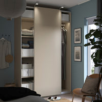 PAX / HASVIK - Wardrobe with sliding doors, grey-beige/grey-beige, 150x66x236 cm