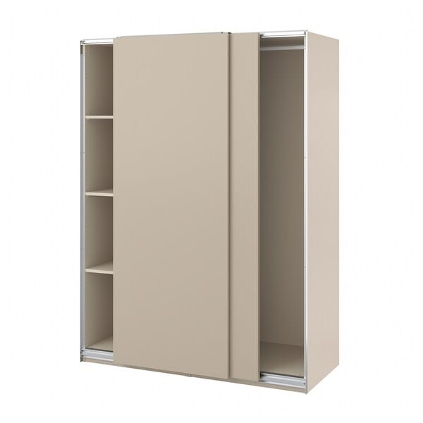 Ikea PAX / HASVIK - Wardrobe with sliding doors, grey-beige/grey-beige, 150x66x201 cm