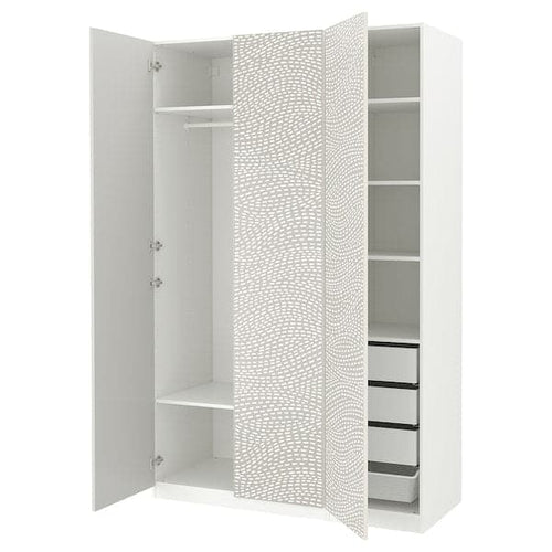 PAX / MISTUDDEN - Wardrobe combination, white/grey patterned, 150x60x236 cm