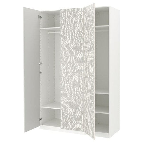 PAX / MISTUDDEN - Wardrobe combination, white/grey patterned , 150x60x236 cm