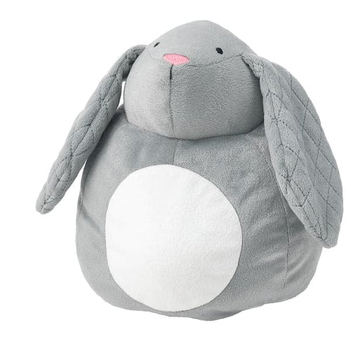 PEKHULT - Soft toy with LED night light, grey rabbit/battery-operated, 19 cm