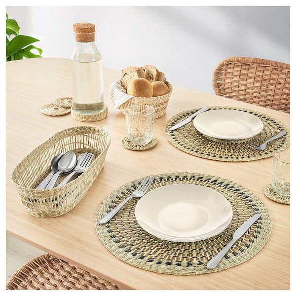 PENNFISK - Place mat, natural/sedge handmade, 37 cm - best price from Maltashopper.com 60527749