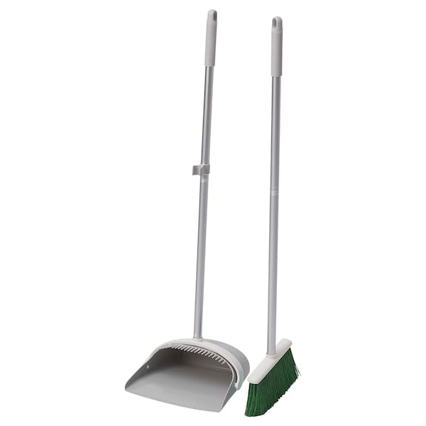 Ikea PEPPRIG - Dustpan/broom, grey/green