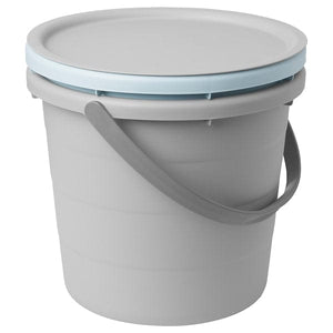Ikea PEPPRIG - 3-piece bucket set with lid, grey/blue