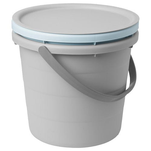 PEPPRIG - 3-piece bucket set with lid, grey/blue