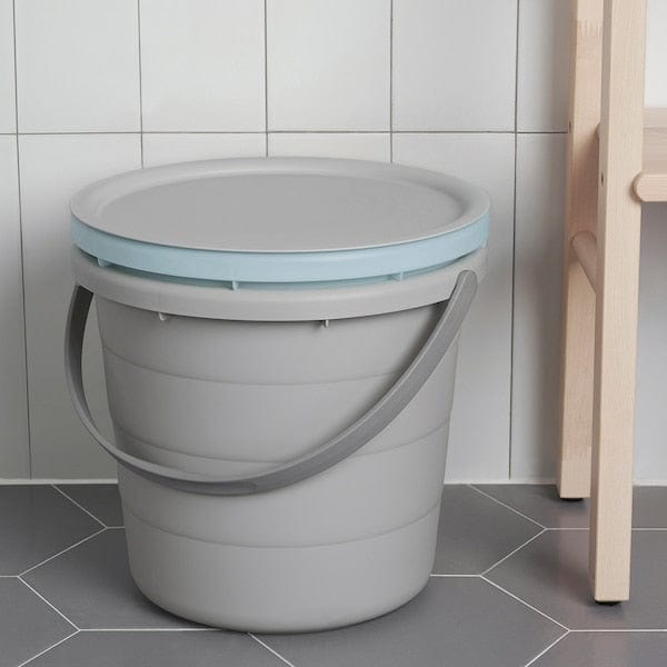 Ikea PEPPRIG - 3-piece bucket set with lid, grey/blue