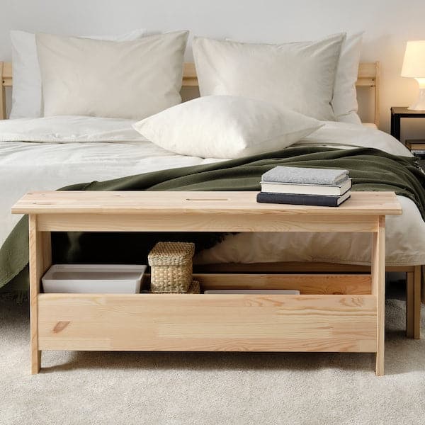 PERJOHAN - Bench with storage, pine, 100 cm - best price from Maltashopper.com 60485339