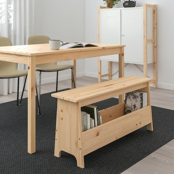 PERJOHAN - Bench with storage, pine, 100 cm - best price from Maltashopper.com 60485339