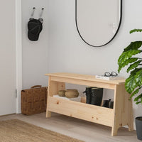 PERJOHAN - Bench with storage, pine, 100 cm - best price from Maltashopper.com 60485339