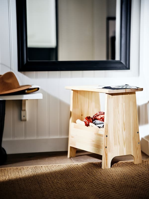 PERJOHAN - Stool with storage, pine - best price from Maltashopper.com 80485338