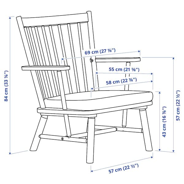 Ikea PERSBOL - Armchair, birch/Tibbleby beige/grey ,
