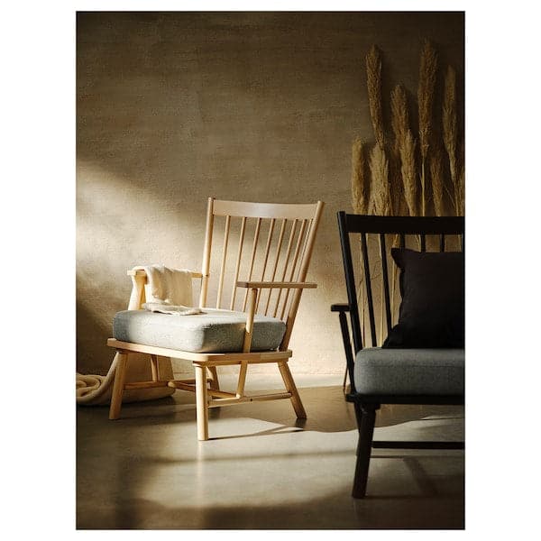 PERSBOL - Armchair, birch/Tibbleby beige/grey